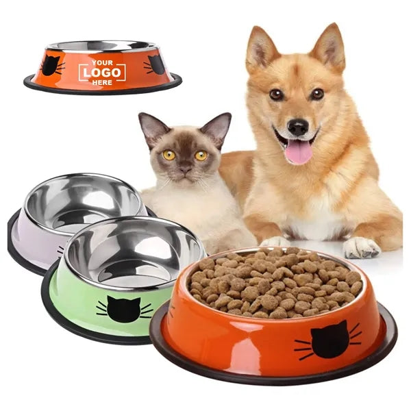 Stainless Steel Pet Dog Bowl with Rubber Base