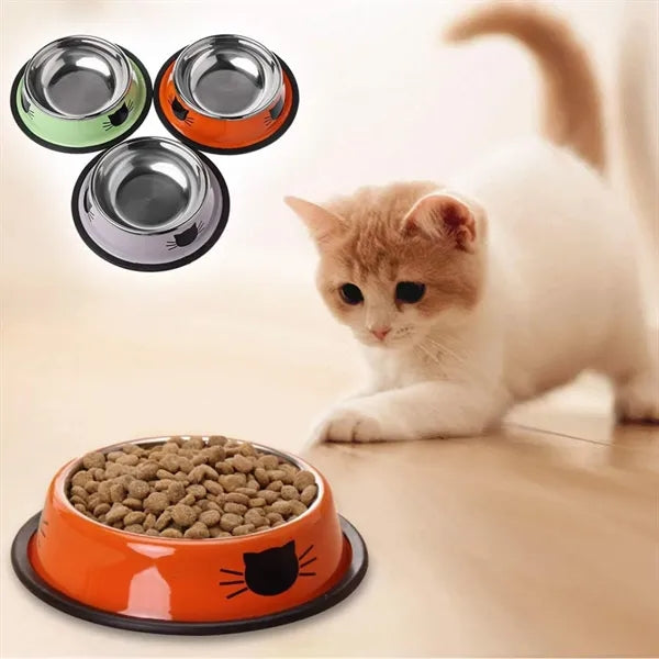 Stainless Steel Pet Dog Bowl with Rubber Base