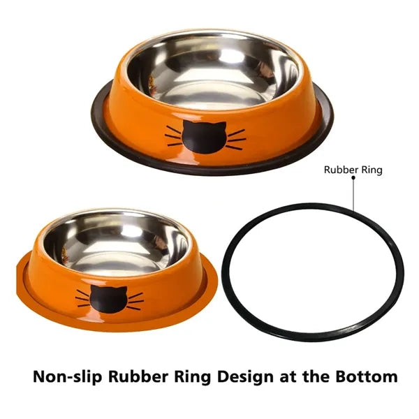 Stainless Steel Pet Dog Bowl with Rubber Base