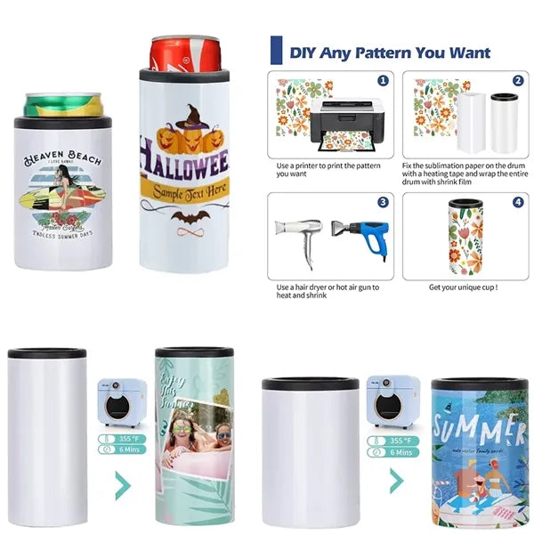 12oz Sublimation Stainless Steel Can Cooler Regular/Shorter