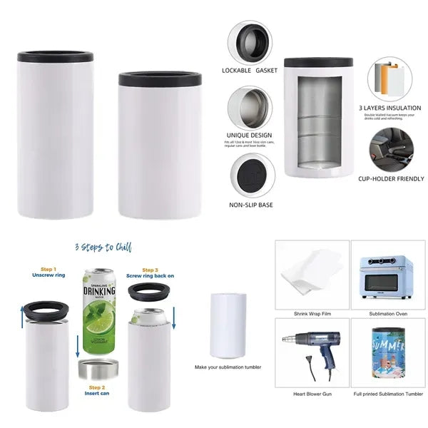 12oz Sublimation Stainless Steel Can Cooler Regular/Shorter