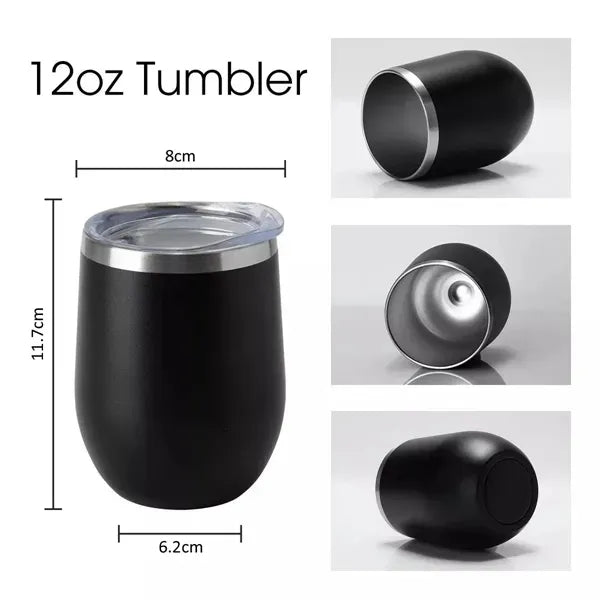 12 oz Tumbler Stainless Steel Wine Cup with Slider Lid
