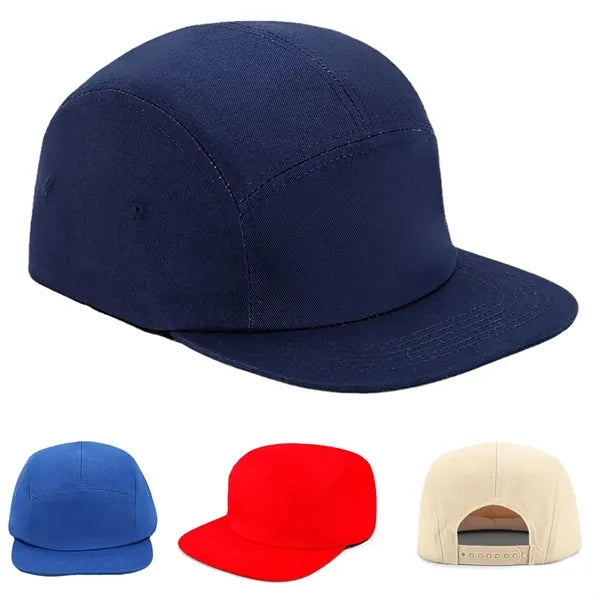 5 Panels Camper Hats Classic Cotton Flat Brim Baseball Cap
