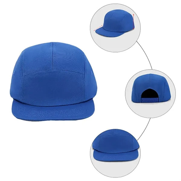 5 Panels Camper Hats Classic Cotton Flat Brim Baseball Cap