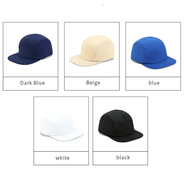 5 Panels Camper Hats Classic Cotton Flat Brim Baseball Cap