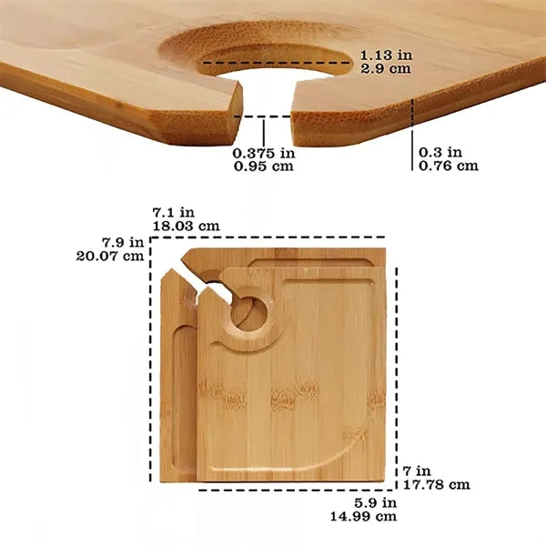 Bamboo Cocktail Appetizer Plates with Wine Glass Holder