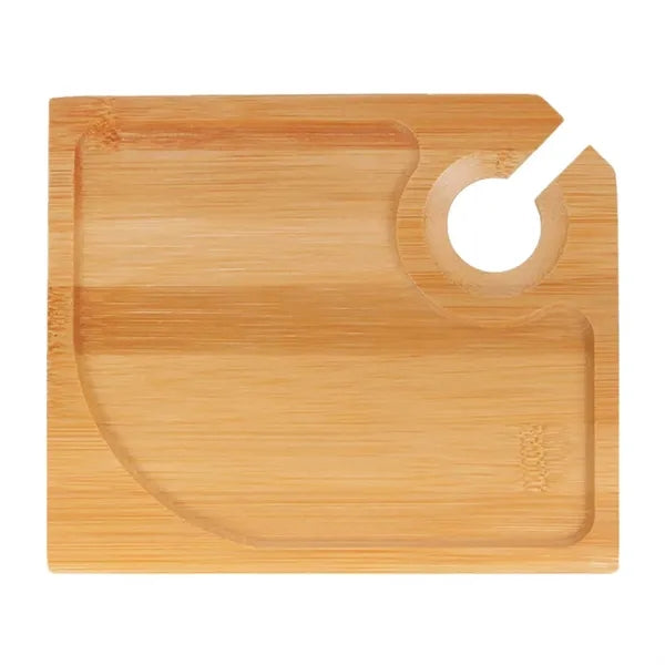 Bamboo Cocktail Appetizer Plates with Wine Glass Holder