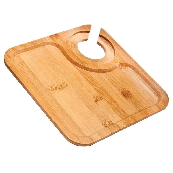 Bamboo Cocktail Appetizer Plates with Wine Glass Holder
