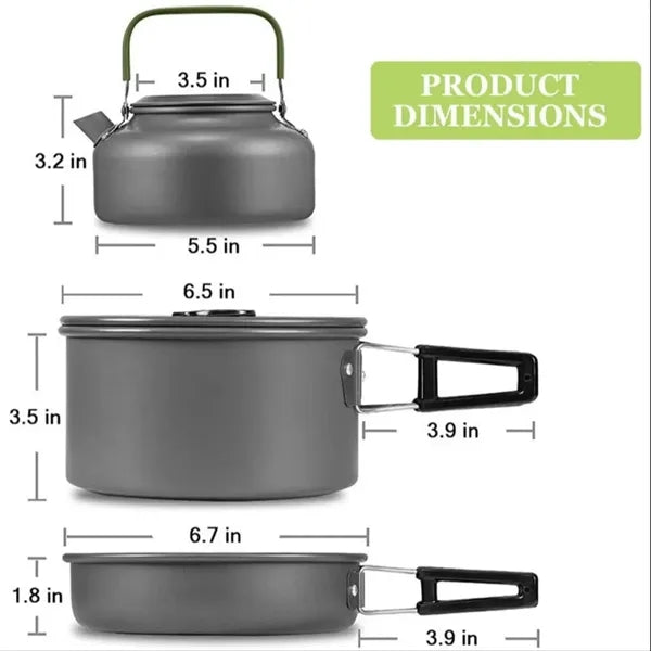 Camping Cookware Set Outdoor Cooking Kit With kettle