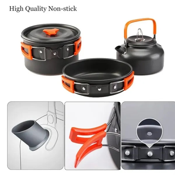 Camping Cookware Set Outdoor Cooking Kit With kettle
