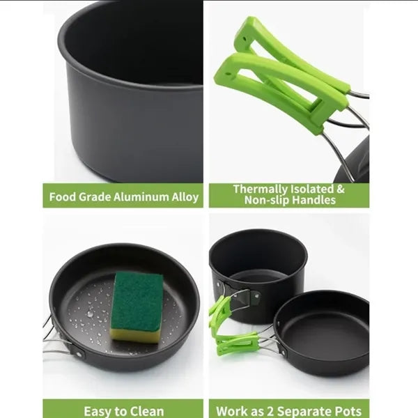 Camping Cookware Set Outdoor Cooking Kit With kettle