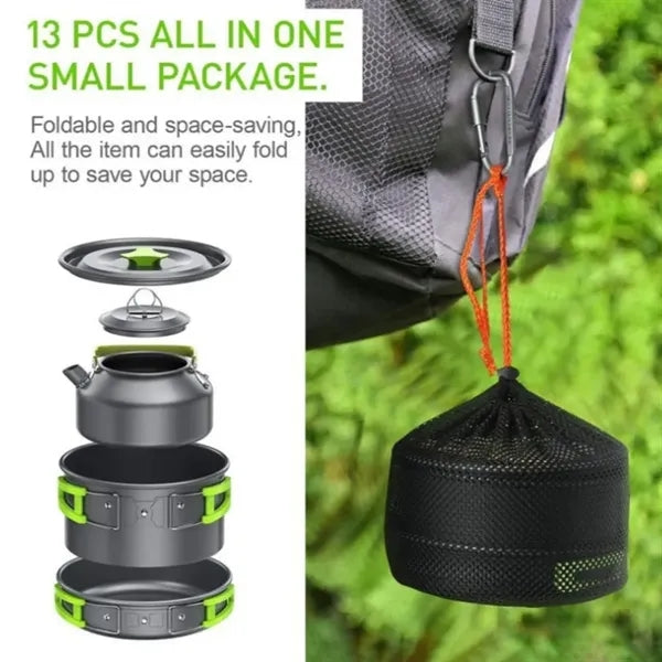 Camping Cookware Set Outdoor Cooking Kit With kettle