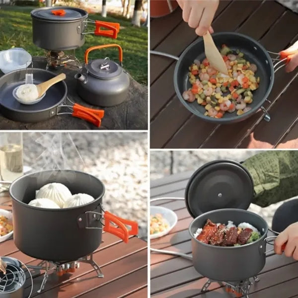 Camping Cookware Set Outdoor Cooking Kit With kettle