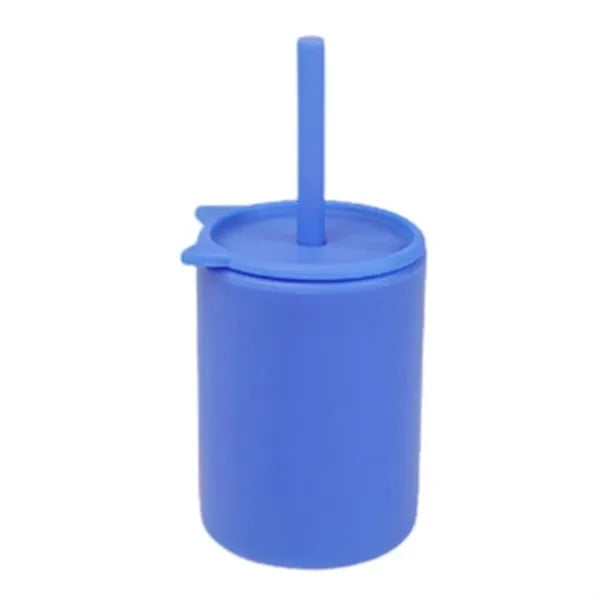 Kids Silicone Learning Water Cup With Straw Prevent Falling