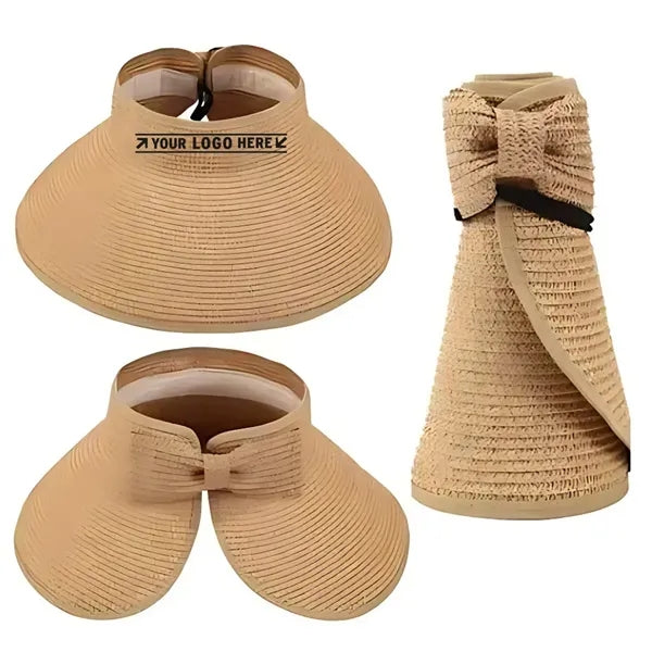 Foldable Straw Sun Visor Cap for Woman