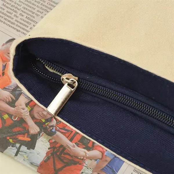 Large Canvas Tote Bag with Zipper