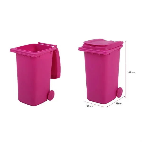Trash Bin Shaped Pencil Holder with Lid Desktop Organizer