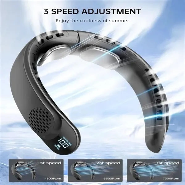 Personal Rechargeable Neck Fan with LED Display
