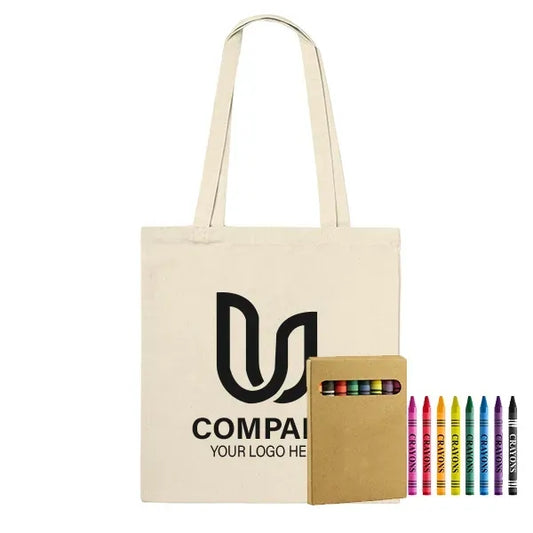 Cotton Canvas Tote Bag with Crayons