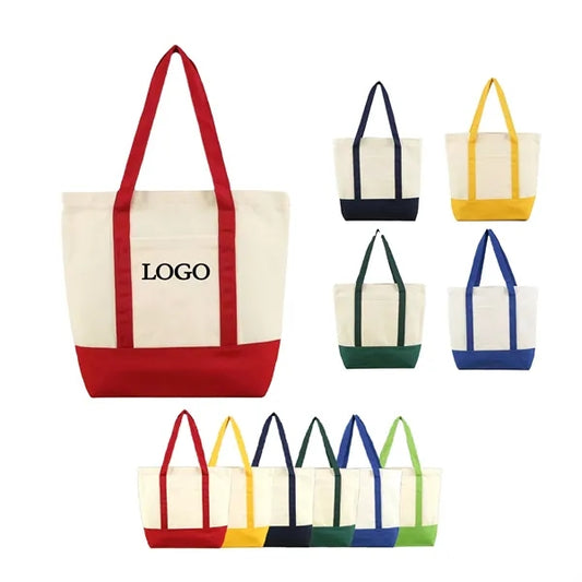 Cotton Canvas Boat Tote Bags Front Pocket
