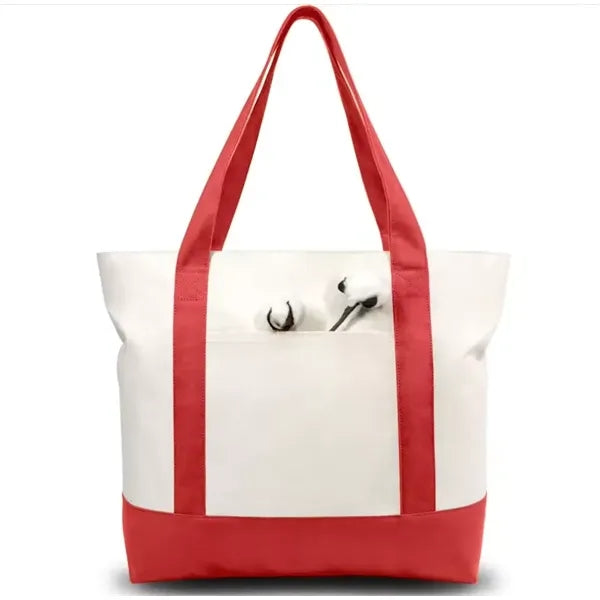 Cotton Canvas Boat Tote Bags Front Pocket