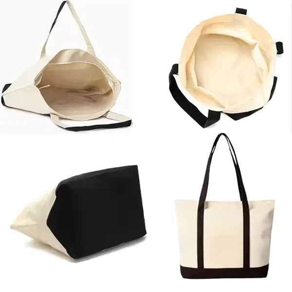 Cotton Canvas Boat Tote Bags Front Pocket