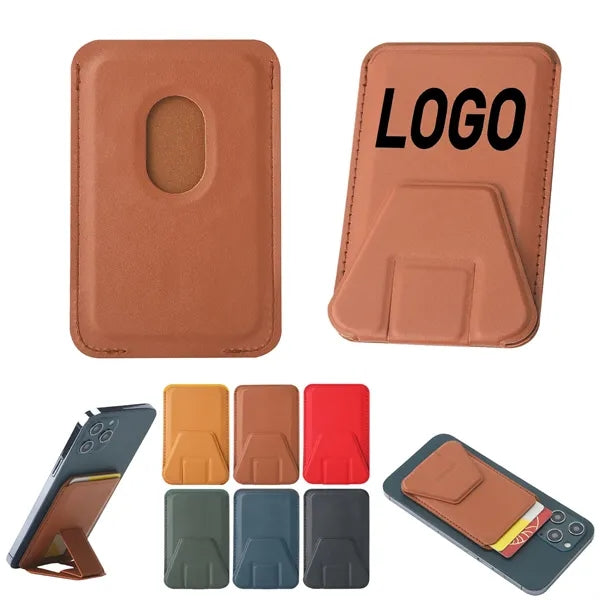Magnetic Cards Holder Pu Leather Phone Stand