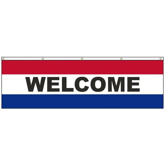 Welcome 3' x 10' Message Flag with Heading and Grommets
