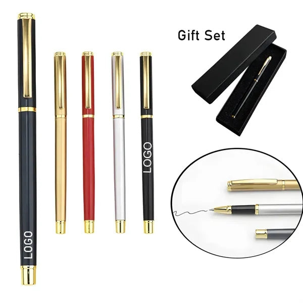 Luxury Metal Pen Gift Set w/ Matte Black Barrel & Ink