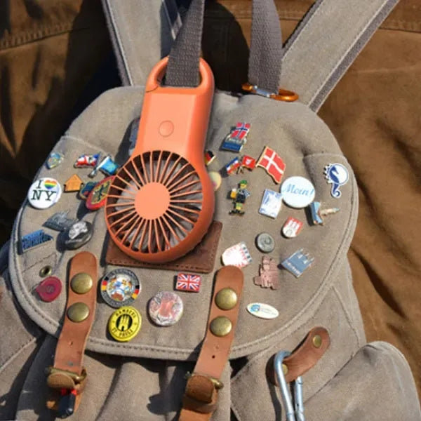 Portable Mini Hand Held Ourdoor Carabiner Keychain Fan