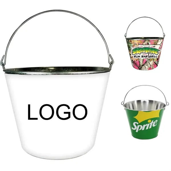 5 Quart Galvanized Steel Ice Bucket w/ Metal Handle