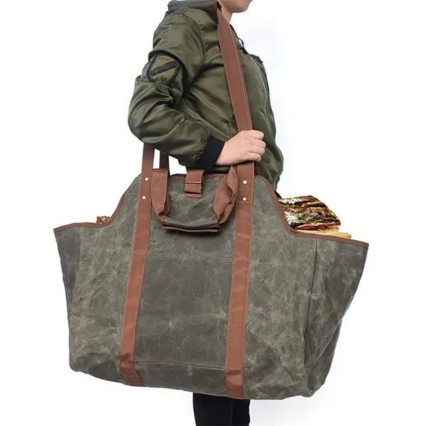 Firewood Carrier Waxed Canvas Tote Bag
