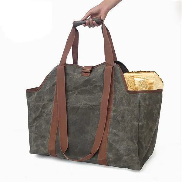Firewood Carrier Waxed Canvas Tote Bag