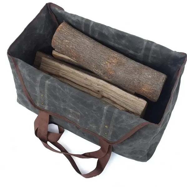 Firewood Carrier Waxed Canvas Tote Bag