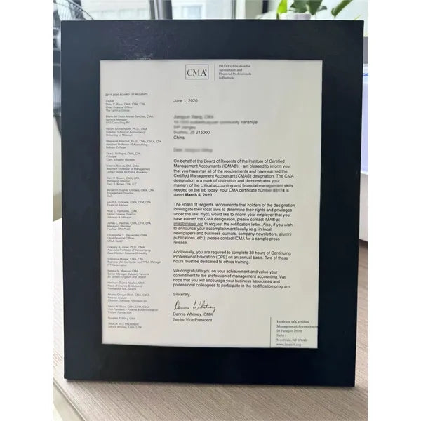 Leatherette Document Frame-8.5" W x 11" H