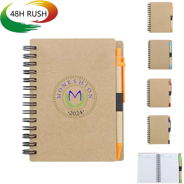 Kraft Paper Spiral Notepad & Pen Set