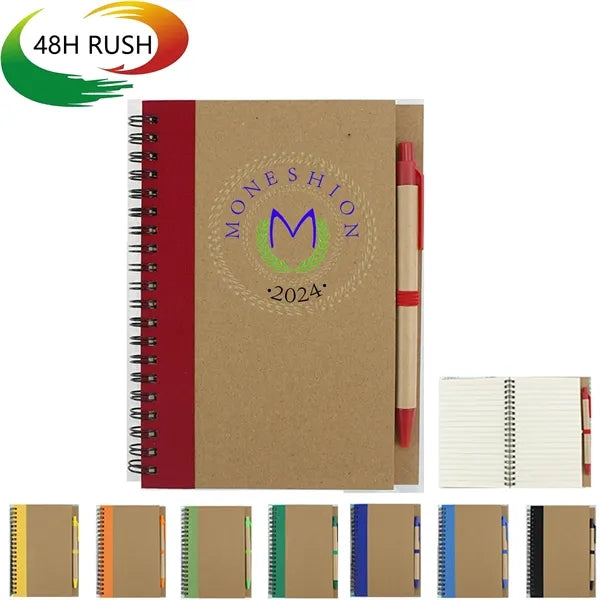 Colorful Kraft Paper Spiral Notepad & Pen Set