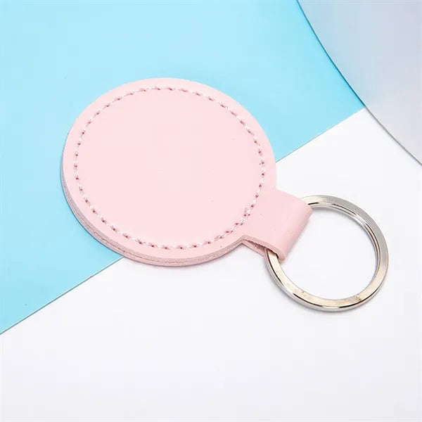 Round PU Leather Keychain