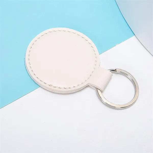 Round PU Leather Keychain