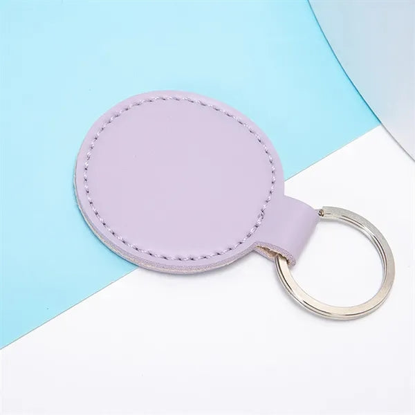 Round PU Leather Keychain