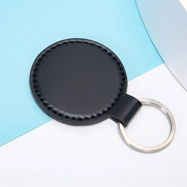 Round PU Leather Keychain