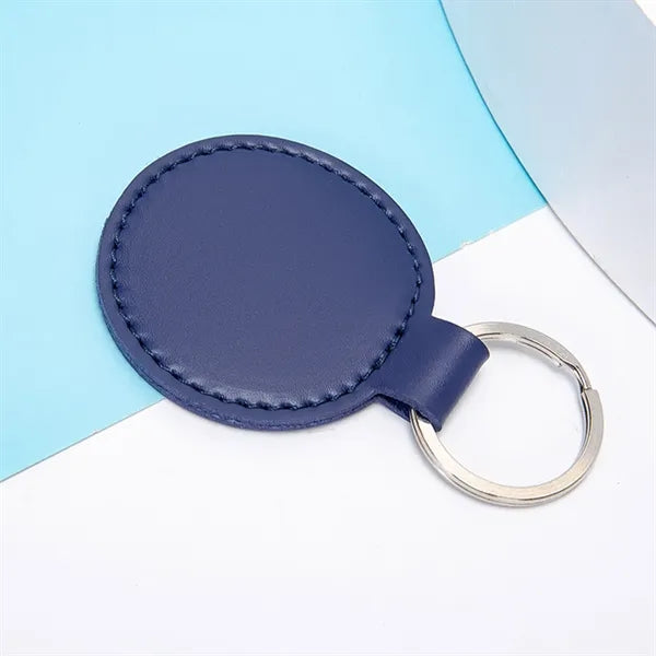 Round PU Leather Keychain