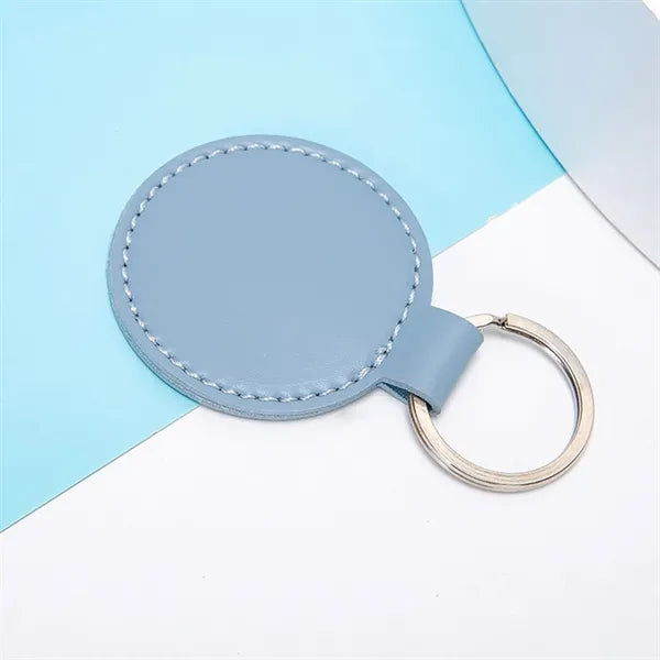 Round PU Leather Keychain