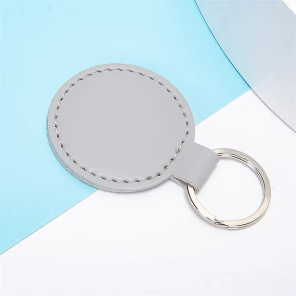 Round PU Leather Keychain