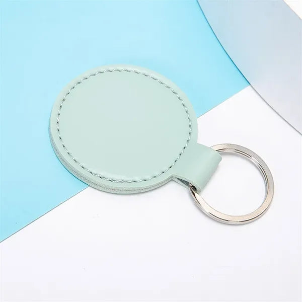 Round PU Leather Keychain
