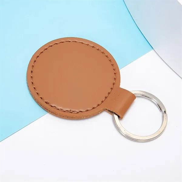 Round PU Leather Keychain