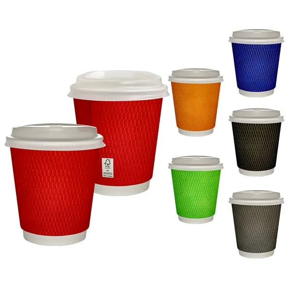 10 oz Full Color Wave Insulated Paper Cup With Lid