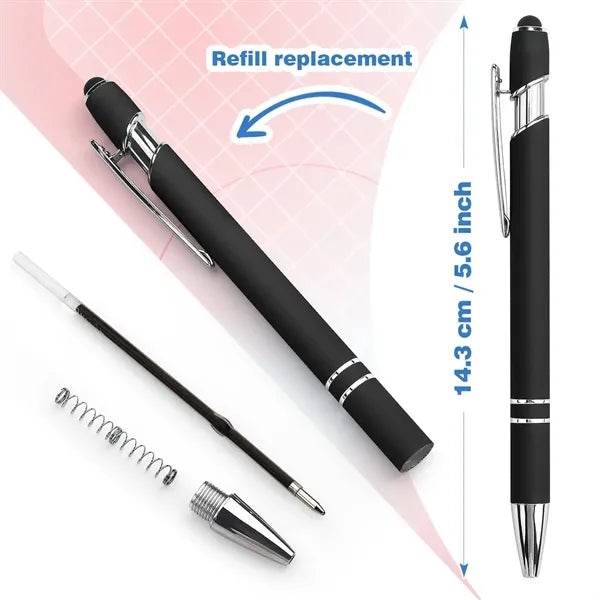 Rainbow Rubberized Soft Touch Ballpoint Pen with Stylus Tip