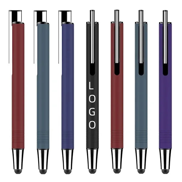 2 in 1 Stylus Work Pens Metal Retractable Ballpoint Ball