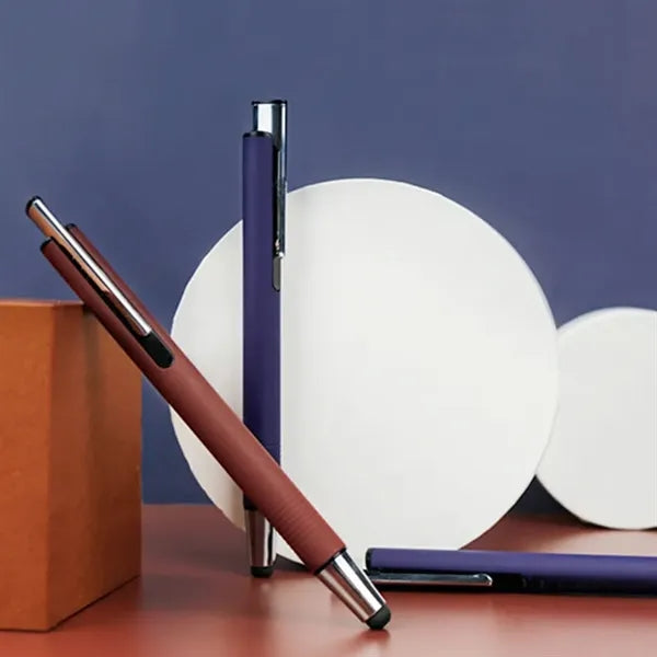 2 in 1 Stylus Work Pens Metal Retractable Ballpoint Ball